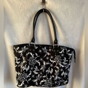 Thirty-One Black and White Floral Tote